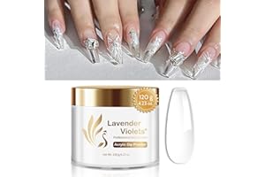 Lavender Violets 120g Clear Acrylic Powder - 4oz Large Dipping Powder Nail Kit 2in1 3D French Nail Art Starter Manicure, Strengthen Nail Powder for Acrylic Nail Extension Carving Nails L001
