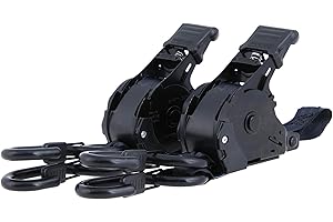 SANDAX Sangles de Tension automatiques en Jeu de 2 I 3,65m de Long, Auto-rétractables, 25mm de Large, LC 340 kg I Sangles à cliquet avec Crochets en S enrobés Dispositif de Fixation, Selon DIN en 12195-2