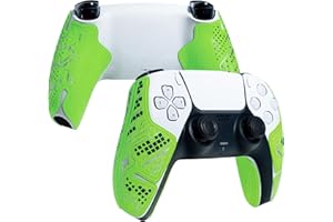 Controller-Griffe für PS5 DualSense, kompatibel mit Playstation Portal, Skin-Kit, Anti-Rutsch, Multi-Textur, Schweißabsorption, vorgefertigte Griffstreifen, von SHADOW BOOLT (Grün, Silber & Schwarz)