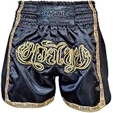 Dragon Thai Nakışlı Kick Boks ve Muay Thai Şortu Siyah MT3090 (Siyah, S)
