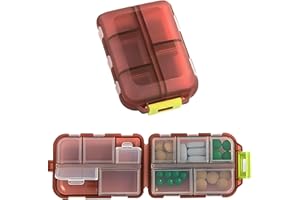 MAIANY Portapillole Settimanale da Viaggio con 10 Scomparti Portatile e Compatto Ideale per Viaggiatori e Anziani Contenitore per Pillole con Custodia Grigia (marrone)