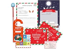 HOMIEVAR Kit lettre au Père Noël pour enfants et permis de vol perdu – Lot de 8 pièces comprenant une lettre du Père Noël, une feuille d'autocollants, un crayon et des fournitures de cadeau de Noël