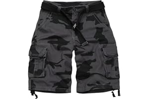 VATINNT Men's Cargo Shorts, Camo Shorts, Multi Pocket Casual Shorts, Loose Fit Outdoor Work Shorts No Belt