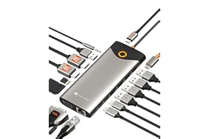 NOVOO Estación de Acoplamiento USB C, 15 en 1 Hub USB C con Adaptador HDMI Dual 4K@60Hz, Puertos USB C/A, 100W PD, RJ45, SD/TF y Audio, Multiport Hub para MacBook/iPad/iPhone/DELL/HP/Lenovo