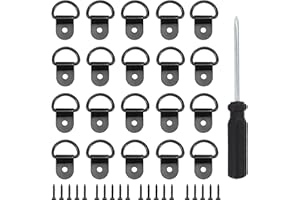 FAELNK Anelli di Ancoraggio 20 Pezzi D Gancio di Ancoraggio Ganci Fissaggio Anello con Viti Autofilettanti per Camion, Rimorchio, Barche, Campeggio Anelli di Fissaggio Ganci Nero (20 Pezzi)