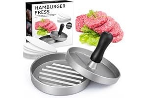 YUTUY Presse à Burger Antiadhésive,Hamburger Moule à Viand avec 200 Disques de Cire,Presse Hamburger en Aluminium pour Patties, BBQ, Moule de Burger avec revêtement Anti-adhésif