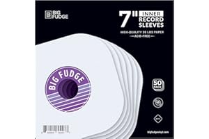 BIG FUDGE Vinyl Record Inner Sleeves 50x | Made from Heavyweight & Acid Free Paper | Album Covers with Round Corners for Easy Insert | Slim Record Jackets to Protect Your LPs & Singles | 7"