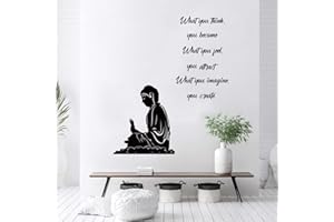 decalmile Adesivi Murali Frasi e Scritte Buddha Adesivi da Parete Inglese Citazioni Nero Decorazione Murale Camera da Letto Soggiorno Ufficio