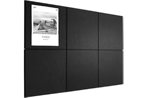 HEDOBCESO Cork Board Alternative 90 x 60 cm Notice Pin Board Bulletin Board for Home Office Kitchen Photos Memos - 6 Pack Removable Felt Wall Tiles with 20 pushpins - Black