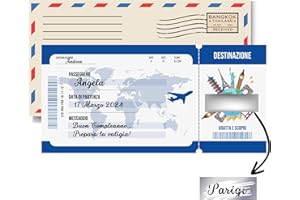 GENERICO homty Biglietto regalo viaggio / Biglietto aereo finto regalo da grattare / Biglietto aereo da compilare per viaggio regalo. Idee regalo natale!
