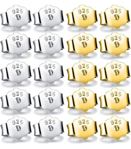 NKlaus 1 coppia 333 oro bianco 8 carati oro 5,2mm contro perno per orecchio orecchini orecchini pousettes orecchio dado farfalla farfalla chiusura foro: 1,1mm 4749