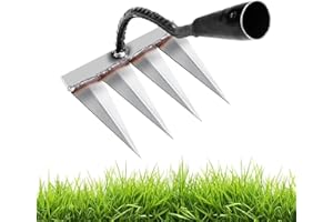 TIOHEAM Jardin, 5/6/7 Dents Râteau Déchaumeur, Jardin en Métal Robuste , Désherbage , Outil Désherbage, pour Déchaumage, Désherbage, Superficie, Râteau À Roche Et Gravier