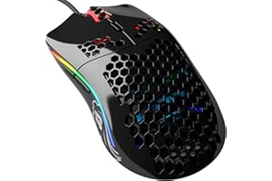 Glorious Gaming Model O Souris de jeu filaire - 67 g, design super léger en nid d’abeille, RGB, Capteur Pixart 3360, Switches Omron, Ambidextre - Noir brillant