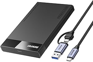 BENFEI Boitier Disque Dur 2.5, USB C/ USB A vers SATA 2,5" sans Outil , pour SDD et HDD, Jusqu'à 6 Gbps, Un câble USB C/A 10 Gbps est Inclus, Prend en Charge UASP SATA III.