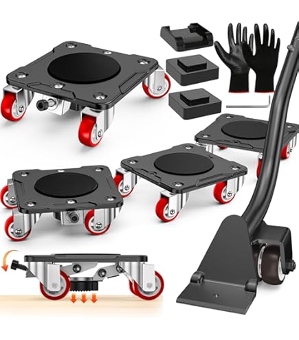 Chariots De Déménagement, Déménagement De Meubles Lourds,Chariots De Meubles à 5 Roues Avec Roues Verrouillables | Tapis Antidérapant, Ensemble D'outils De Déplacement De Levage De Chargement De