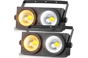 Erreyht 2PCS 200W COB Par Light, Cold/Warm White 2 in 1 Light Effects, Stage Light with D- MX8CH for Church Disco Wedding Audience Lighting Party Halloween Christmas