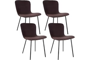ANVOFONG Set of 4 Dining Chairs, Kitchen Chairs with Upholstered Seat Backrest and Black Metal Legs, for Dining Room Living Room Kitchen(Reddish-brown).
