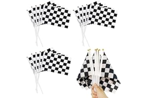 YSDYY 15 Pieces Checkered Flags, Racer Waving Flags, Racing Themed Supplies, Scene Arrangement and Party Decoration