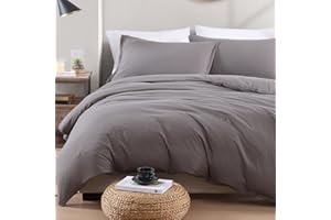 LANE LINEN 4-Piece Super King Bedding Set - Pre-Washed Microfiber Duvet Cover, Fitted Sheet, and Pillowcase – Cozy and Durable (Grey)