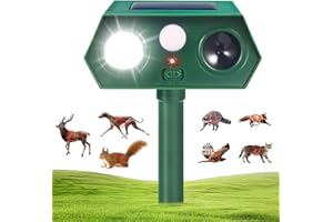 MERWLUKT Repulsif Chat Ultrason, Exterieur Répulsif Chat avec Détecteur de Mouvement et Lumière LED pour Jardin, Solaire Répulsif Animaux pour Chat, Renard, Écureuil, Chien, Pigeon