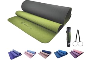 PERPETUAL® Esterilla de Yoga y Pilates de 6mm TPE - Mat Antideslizante - Con Correa y Bolsa de Transporte - Colchoneta Gruesa y Plegable - Hombre/Mujer - Fitness en Casa