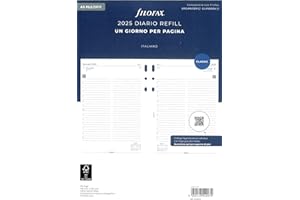 Filofax Ricambio Colore Bianco Agenda Anelli A5-Master 2025,Planning Giornaliero 148x210mm. AMSF20B