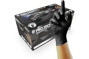 UNIGLOVES PRO.TECT Black Diamond HD, guantes desechables de nitrilo, puño con reborde, textura de diamante, extra resistentes y máxima protección, compatibles con pantallas táctiles, talla M