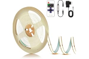 PSTAR Taśma LED COB 2M, samoprzylepna 24V, neutralna biel 4000K, szerokość 8 mm, z pilotem RF i zasilaczem, do dekoracji wnętrz, kuchni, sypialni, bez zasilacza