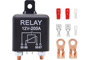 ‎HISPORTS HISports Hochleistungs Batterie Trennrelais, Auto Starter Heavy Duty Split, 200A für LKW, Boot, 12V Geteiltes Laden Mit 2 Pin Grundfläche + 2 Klemmen