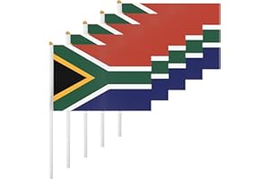 ASUNO 20 Pack South Africa Flags HandHeld Small Banners 14 × 21 cm Mini South African Stick Flag Polyester for Party Decorations World Cup International Festival Events Indoor and Outdoor