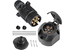SPARKMOTO Enchufe de Remolque 7 Pines Hembra Macho,Enchufe Conector para Remolque Caravana Coche, Enchufe 7 Polos Remolque,Enchufe de Caravana 7 Pines,con componentes de Montaje