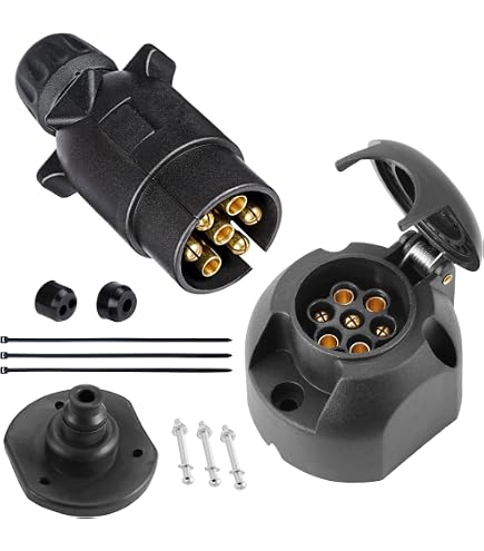 Oyviny Spina Maschio A 7 Pin Per Rimorchio, Connettore Universale 6-24V Per Camper, Barca, Auto, Con Coperchio Antipolvere - 2