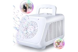 Tokidaring Portable LED Bubble Machine for Kids Parties & Weddings, Automatic Bubble Blower with 2 Speed Modes, 12000+ Bubbles Per Minute