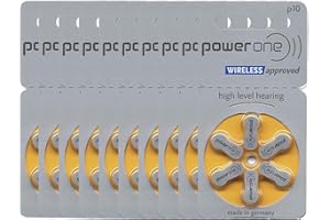ENERGIZER Varta Power one Hörgerätebatterien Typ 10 gelb, Batterien 60 Stück Vorratspack, wireless approved, Größe p10 für Hörgeräte und Hörhilfen, high hearing level, quecksilberfrei, Made in Germany