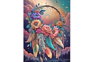 WENFDRTR Dreamcatcher Diamond Painting for Adults-Dreamcatcher Diamond Art for Adults,DIY Gem Art Kits for Adults,5D Dreamcatcher Gem Painting with Round Diamond Perfect for Home Wall Decor(12x16 inch)