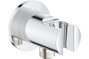 GROHE Vitalio 26962001 uniwersalna złączka ścienna z kolankiem wylotowym prysznica, gwint zewnętrzny 1/2 cala i uchwyt ścienny do prysznica ręcznego, chrom, 26962001