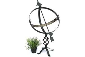 DanDiBo Sonnenuhr Garten Groß Metall Schwarz Schmiedeeisen Deko Wetterfest 70 cm Gartenuhr Uhr