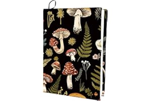 CRASPIRE Elastic Book Covers Mushroom Book Cover Leaf Plant Book Sleeve Rectangle Elastic Cloth Reusable Protector Notebook Wraps for Hardcover Books Paperback Textbooks