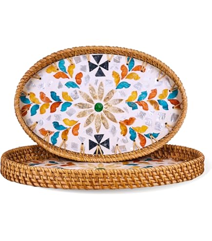 Decoratief dienblad CALAYAN Rotan Beige