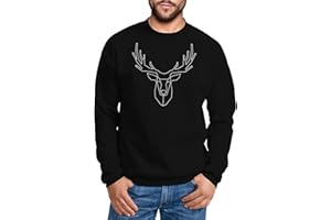 Neverless Herren Sweatshirt Pullover Hirsch Polygon Geweih Geometrisch Formen Rundhalspullover