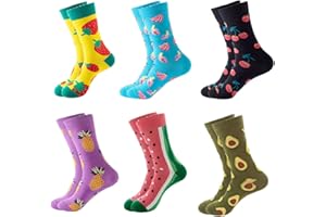 Furforstk calcetines divertidos 6 pares calcetines graciosos para hombres y mujeres: divertido, multicolor, loco