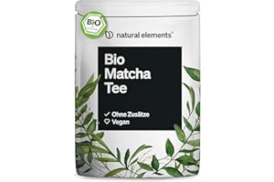 ‎NATURAL ELEMENTS Organic Matcha Powder - 100 g Premium Japan Matcha Tea - Green Tea Powder - No Additives, Pure Natural, in Resealable Bag - Laboratory Tested and Produced in Germany