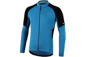 BERGRISAR Maillot Ciclismo Hombre Manga Larga Ropa de MTB Bicicleta Camisa Cremallera Bolsillos BG012