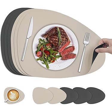 Placemats Afwasbaar, Set van 6 Stuks Imitatielinnen Placemats Afwasbaar, Set van 6 Stuks Imitatielinnen
