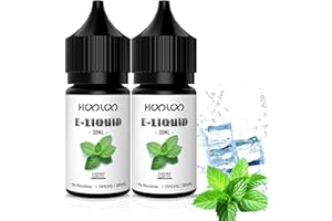 HOOLOO Vape Liquid No Nicotine, 2 Packs 30ml Fruit Flavours Vape Juice Shortfill, Made in USA, E Liquid for Vape Electronic Cigarettes Starter Kits (Mint)