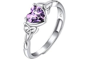 Suplight 925 Sterling Silver Celtic Knot/Claddagh Heart Rings, Adjustable Ring Irish Celtic Jewelry for Women Girls (with Gift Box)