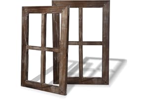 BESTOOL BESTOOOL Zestaw 2 drewnianych ramek okiennych, vintage, punk, antyczne drewniane ramki do domu, na zewnątrz, do obrazów, do domu, na zdjęcia, 40 x 28 cm, brązowy)