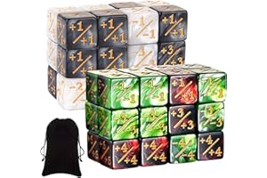 JKYVAA 48pcs D6 Dice Counters Compatible with MTG,Counters Tokens 16mm Positive and Negative Loyalty Dice Counters Set Dice Cube Compatible with MTG, CCG, Card Gaming Accessory