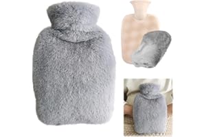 AMDZGLB Bolsa de agua caliente de 1 l con funda de goma, mullida, a prueba de fugas, con bolsa para niños y adultos