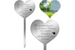 SIYRDXCBT 12 * 18cm Grab Deko aus Metall Herzförmige Grabstecker Grabschmuck Wetterfest zu Ehren eines verstorbenen Geliebten Menschen oder Haustieres ein Mit Aufschrift und Rosen-Muster Oster-Souvenirs